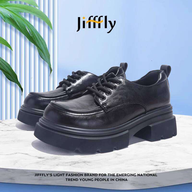 Jiffly Women's Thick Sole Loafers - British Style Casual Slip-On Shoes for Fall/Winter