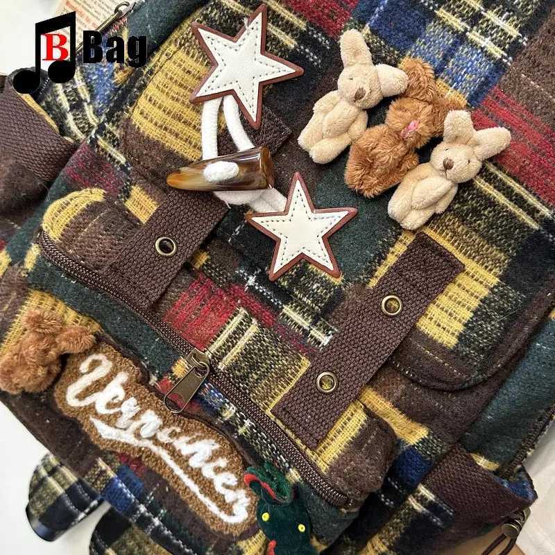 Lovely Fluffy Melard Color Scheme Backpack Wen Gothic Punk Spicy Girl Bunny Vintage Bag Large Capacity Commuting Tote Y250724