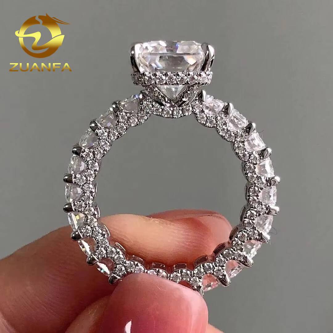 Luxury Fine Jewelry Super White Wedding Engagement Band GRA VVS Baguette Diamond Full Band Iced Out Moissanite Ring