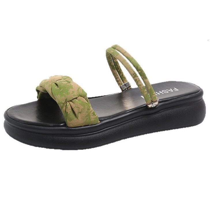 Ddmysports Chinese Style Thick Soled Slippers For Women New Summer Outdoor Fashionable Loose Beach Sandals To Match Dresses Outdoor Shoes