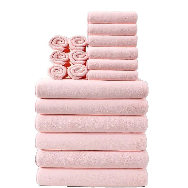 Lanjia- 18-Piece Set Towel Square Absorbent Soft Coral Fleece Face Washing Bathing Bath Bathroom Towels 240730 Ea5e0