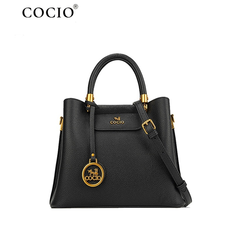 COCIO designer Shoulder Bags New minimalist versatile large capacity fashionable casual bucket bag hot genuine leather womens bag black white