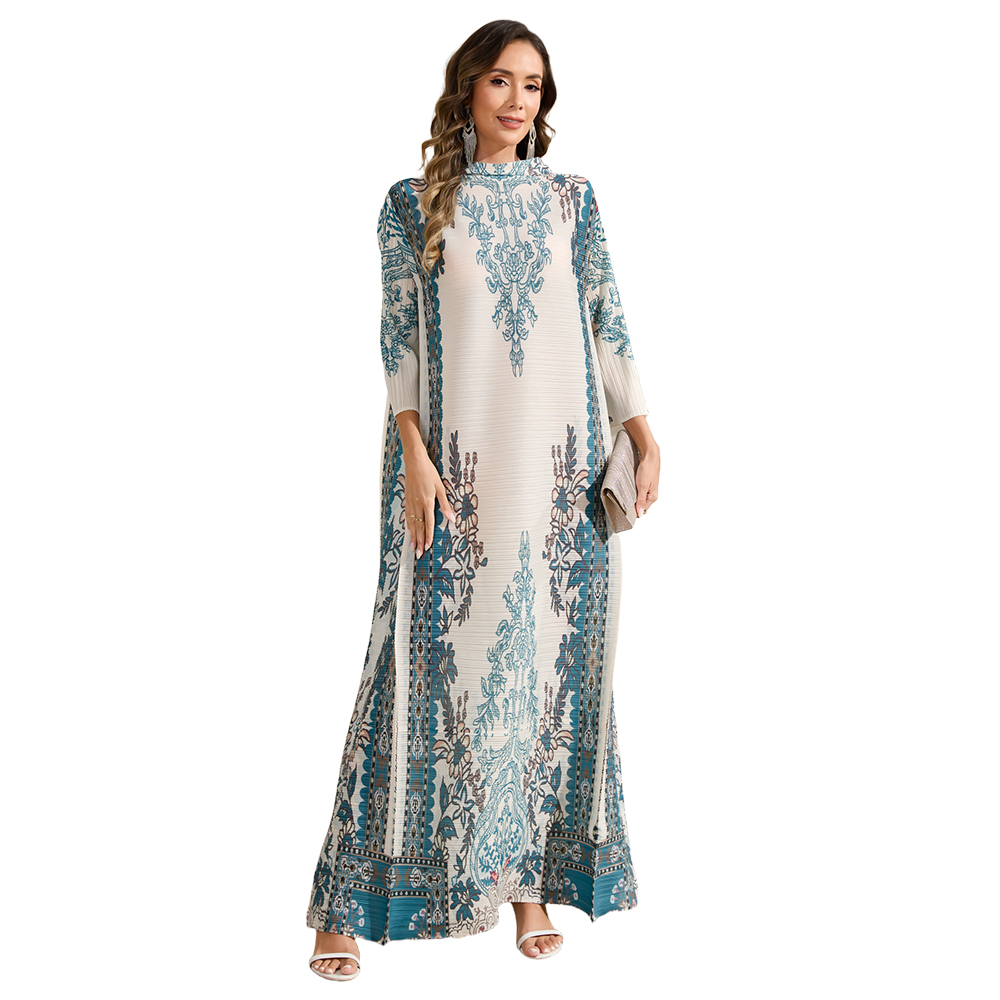dress Ethnic Clothing Ladies' elegant, loose and printed long-sleeved dress in Arab style NZ012