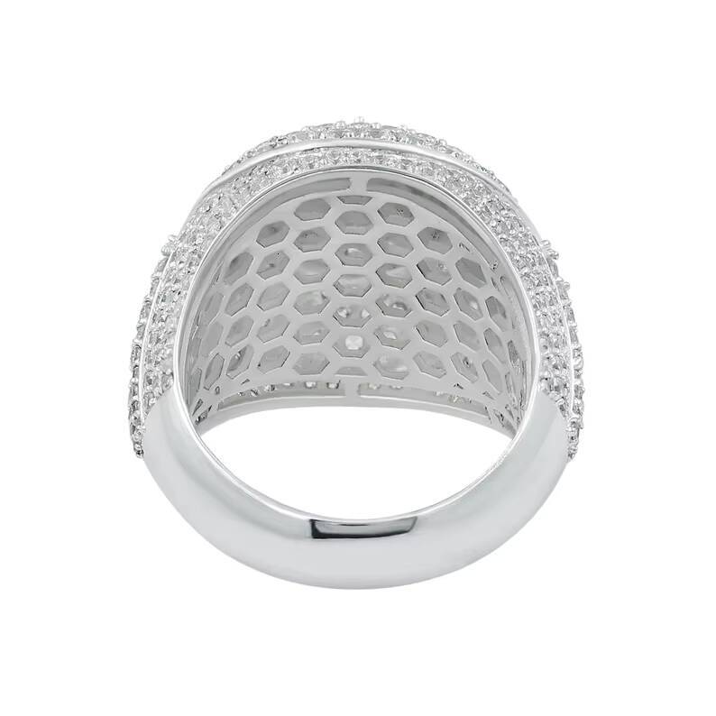 Iced Out Moissanite Mens Ring Synthetic Diamond Hip Hop Big Moissanite Ring Moissanite Cluster Cocktail Ring