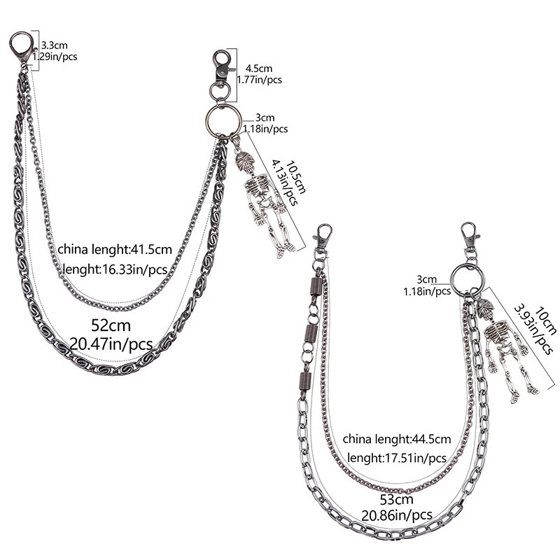 Hip Hop Fashion Skeleton Decorative Metal Waist Chain Punk Personalized Vintage Trouser Chain Double Layered Waist Chain Gifts 250722