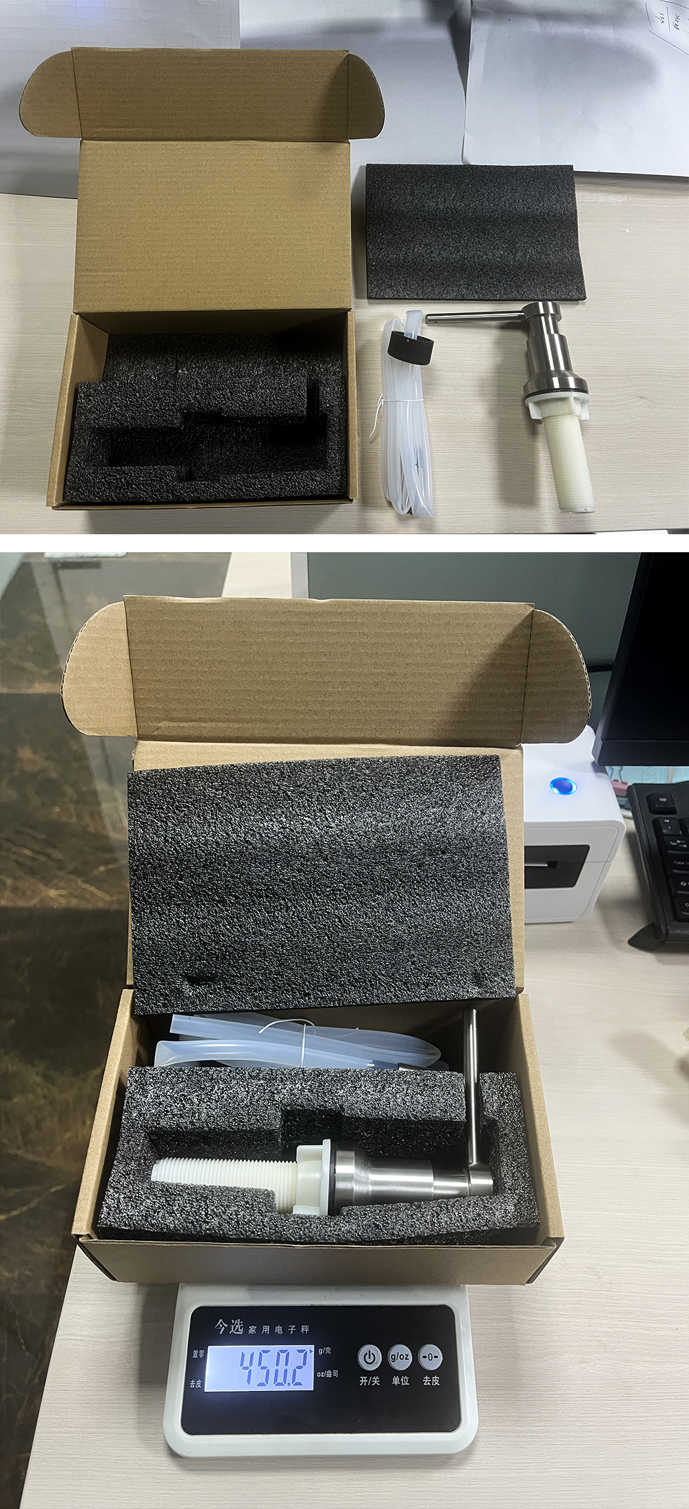 Multi-functional Kitchen Sink Accessory: Portable Stainless Steel Dish Liquid Dispenser w/Extension Fits All Kitchens-silicone hose