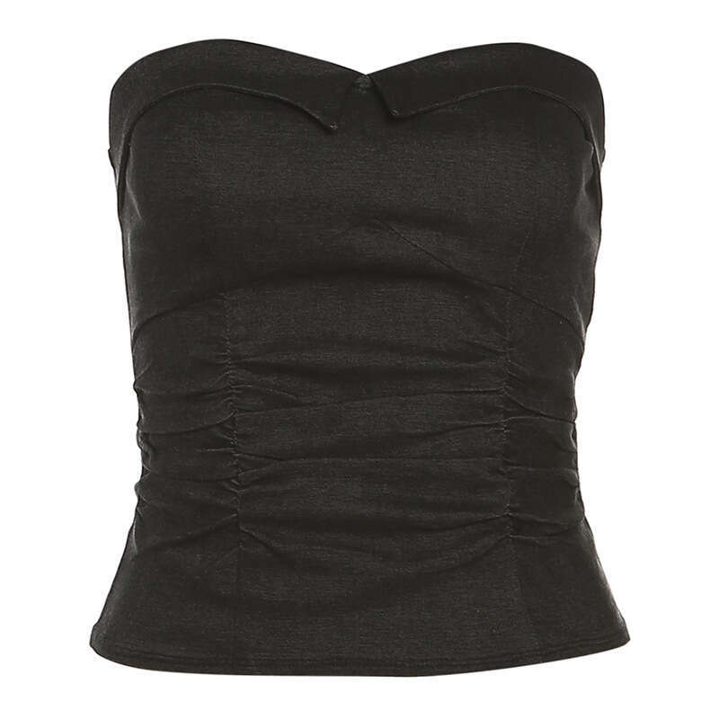 2023 Summer New Women's Solid Color Slim Fit Fashion Off-Shoulder Sexy Tube Top Backless Vest e36