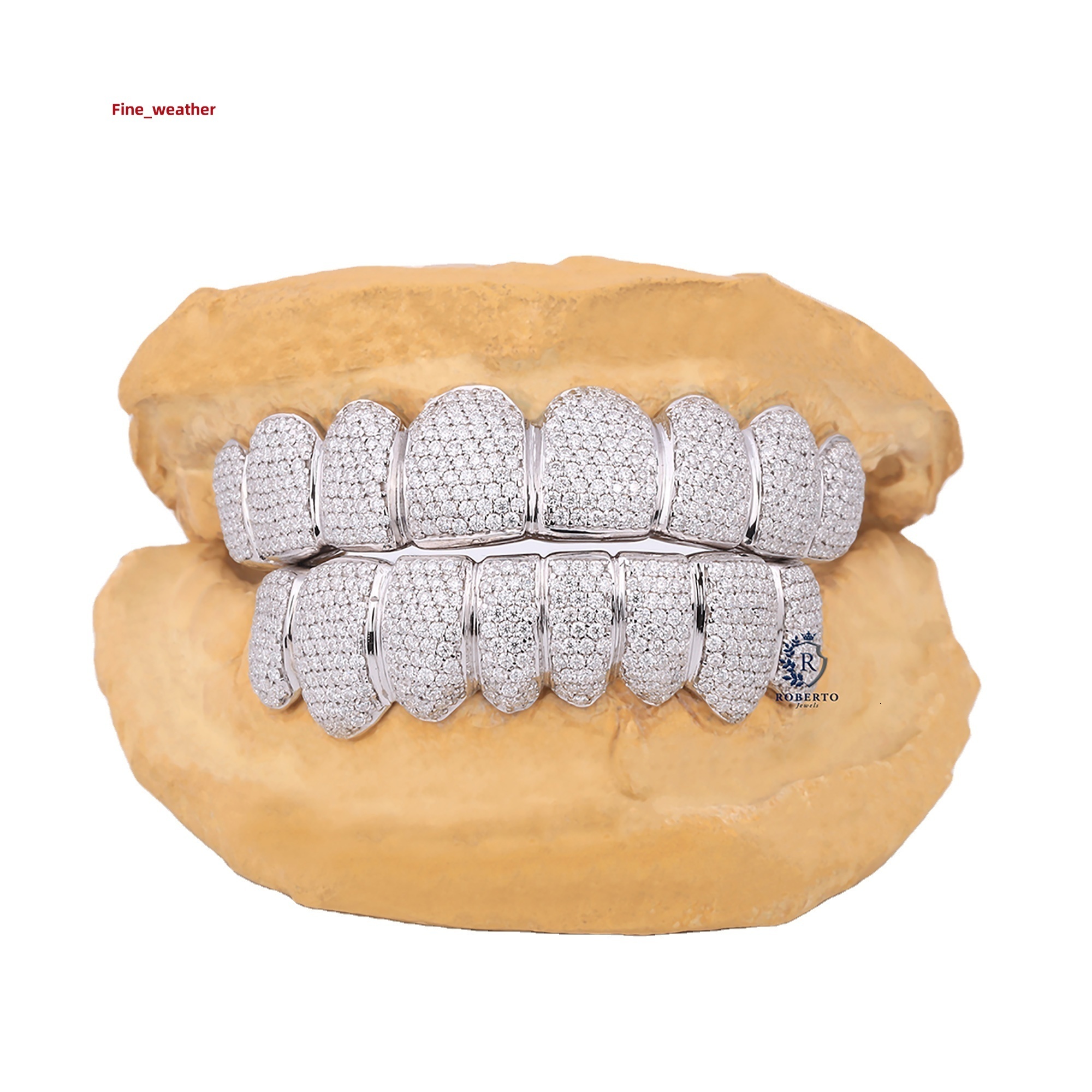 Iced Out 16 Teeth Grillz Moissanite Diamond Top Bottom Custom Platinum Color Options Hip Hop Jewelry for Men Women