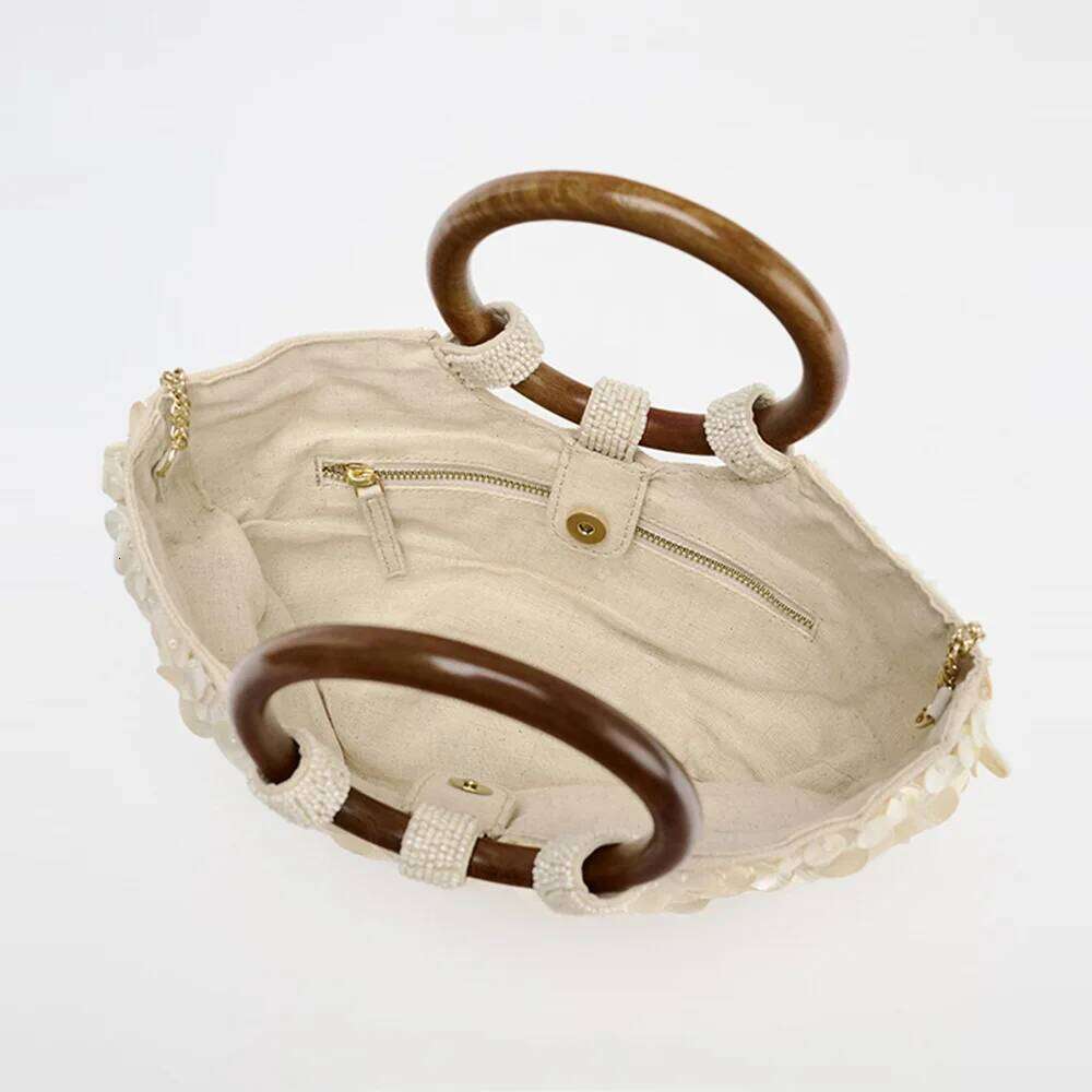 Handmade Shell Bag Crossbody Single Shoulder Summer New Style Wooden Handle Chain Southeast Asia Transoceanic Fairy Handbag