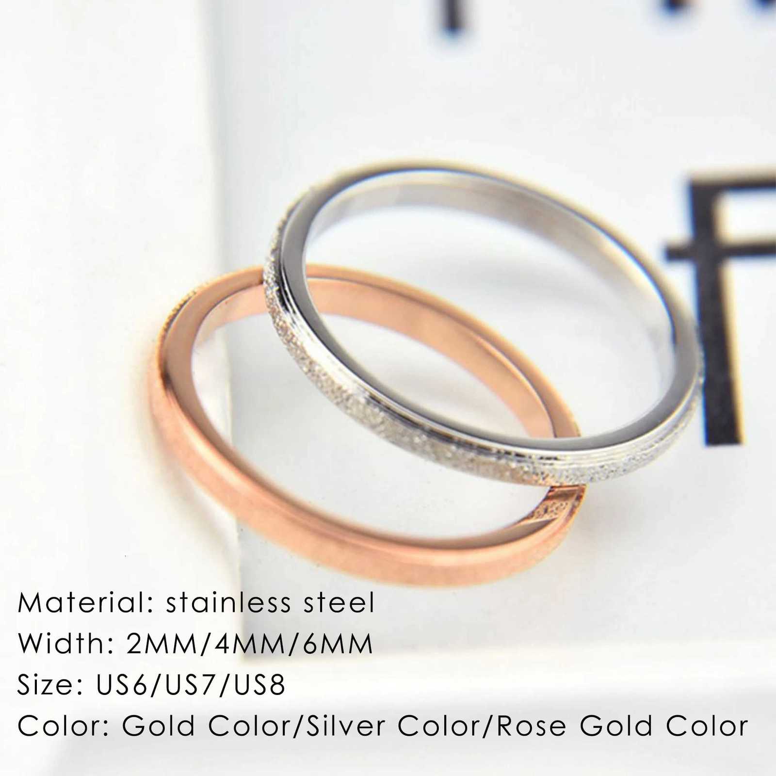 SUNIBI frosted stainless steel ring for women fashionable and simple gold finger ring wedding gift wholesale of jewelry for girls W250417