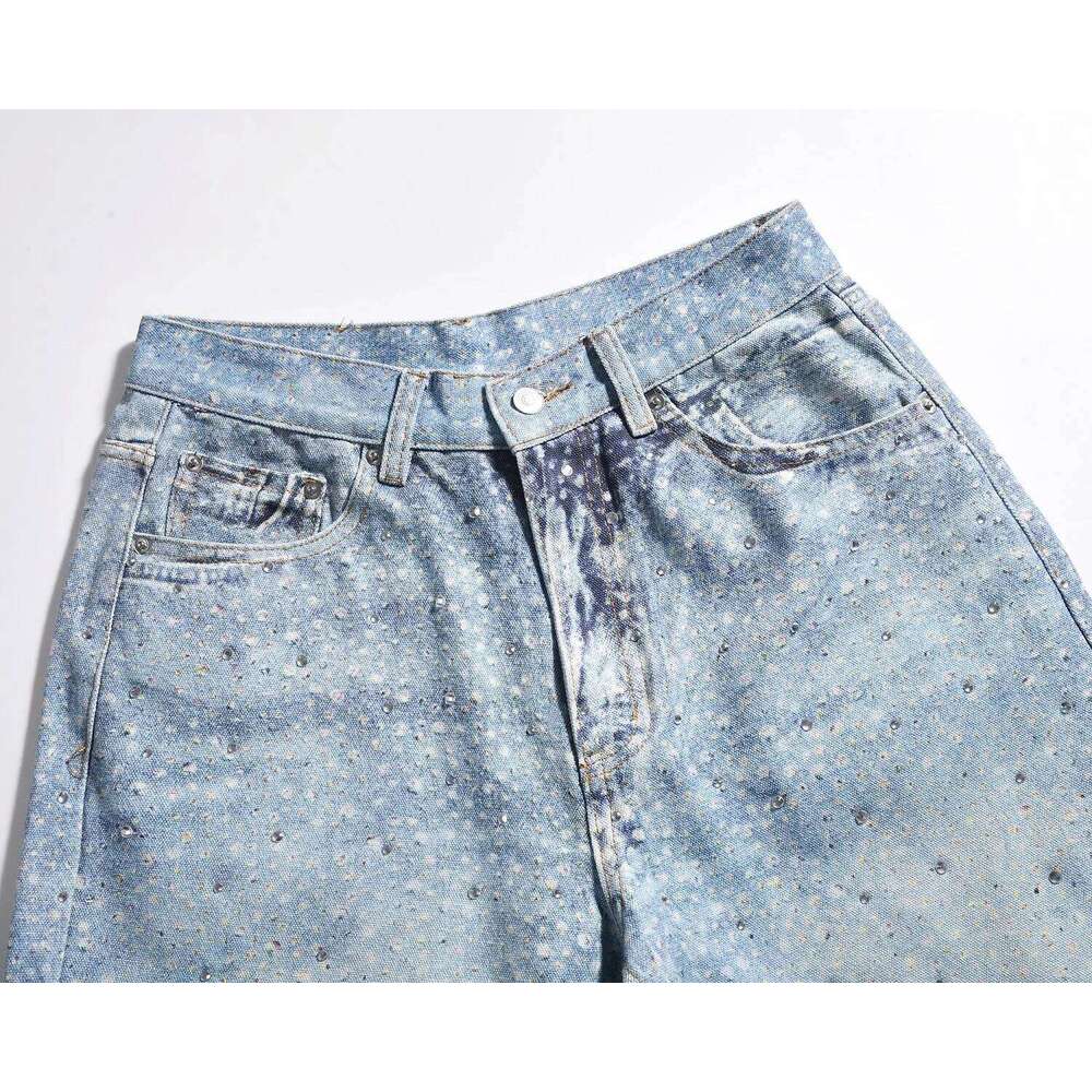 2025 American Style Straight Hot Dia 3D Printing Men's Retro Jeans Hip-Hop Chic Trousers Trendy Male Denim Pants