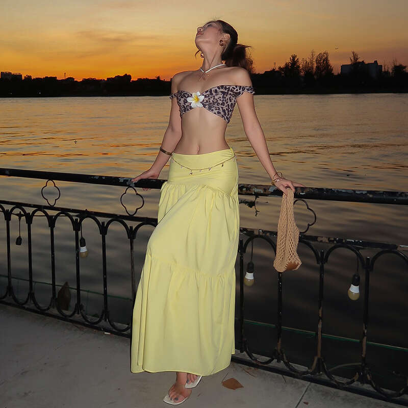 2025 Spring New Women's Street Style Leopard Print Sleeveless Vest Fashion Low Waist Skirt Set d33