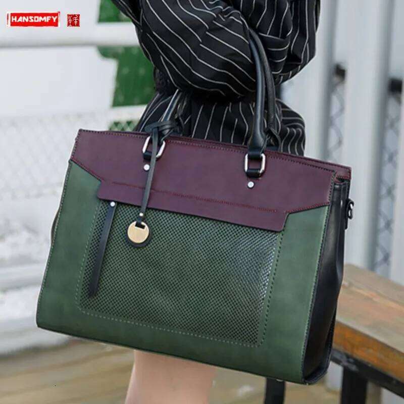 OLOEY Fashion Women Handbag Document Shoulder Slung Tote Bag Female 14 Inch Laptop Briefcase Leather Messenger Crossbody Bags