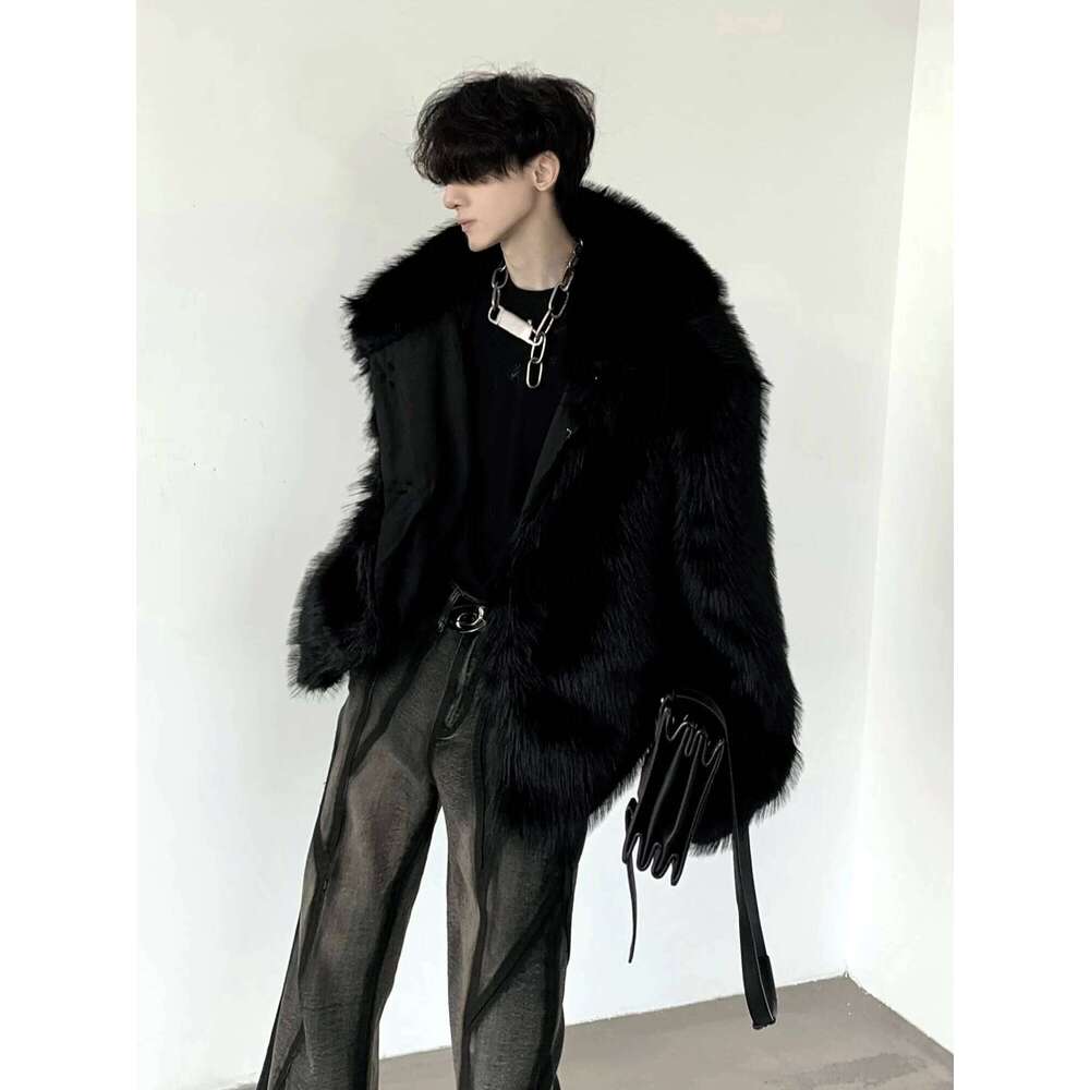 Fashion Mink Plush Imitation Jackets Men's 2025 Autumn Winter High-End Design Chic Faux Fur Coats Trendy Hooded Short Jacket