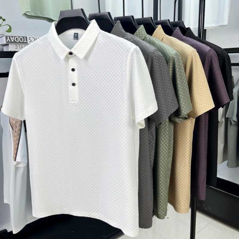Seamless Polo Shirt - Short Sleeve Ice Silk Feel Nordic Style Soft Comfortable Summer Wear Mens Golf Shirt XJ250804