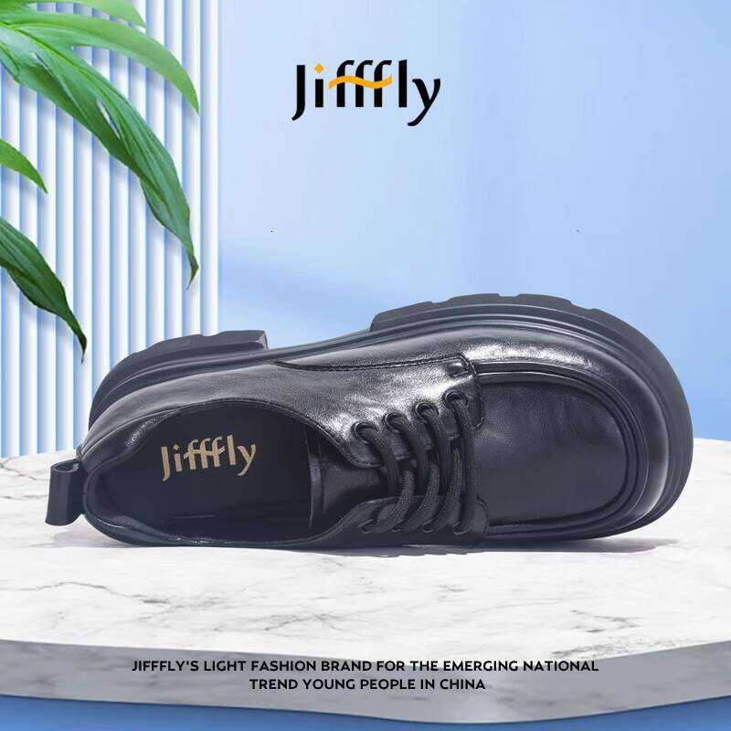 Jiffly Women's Thick Sole Loafers - British Style Casual Slip-On Shoes for Fall/Winter