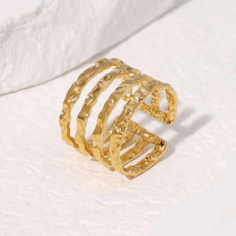 20 pieces/batch of stainless steel gold silver hollow geometric adjustable rings suitable for wholesale of womens fashion jewelry gifts W250417