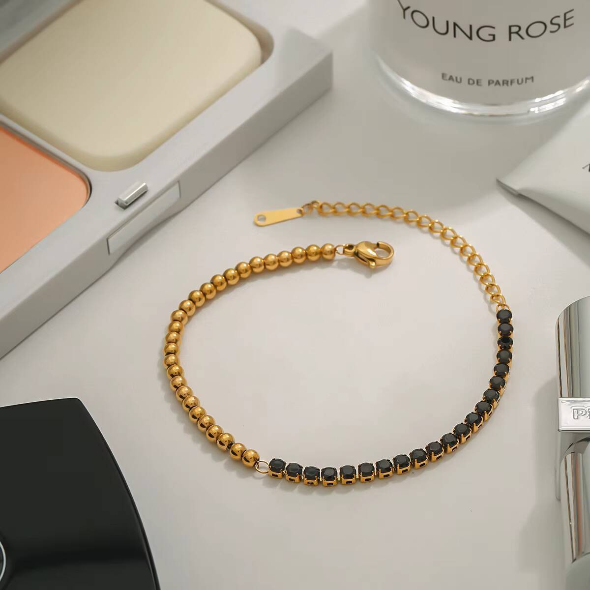 J D Silver and 18K PVD Gold Plating Summer Fashionable Style Mix Ball Tennis Chain Bracelet for Women