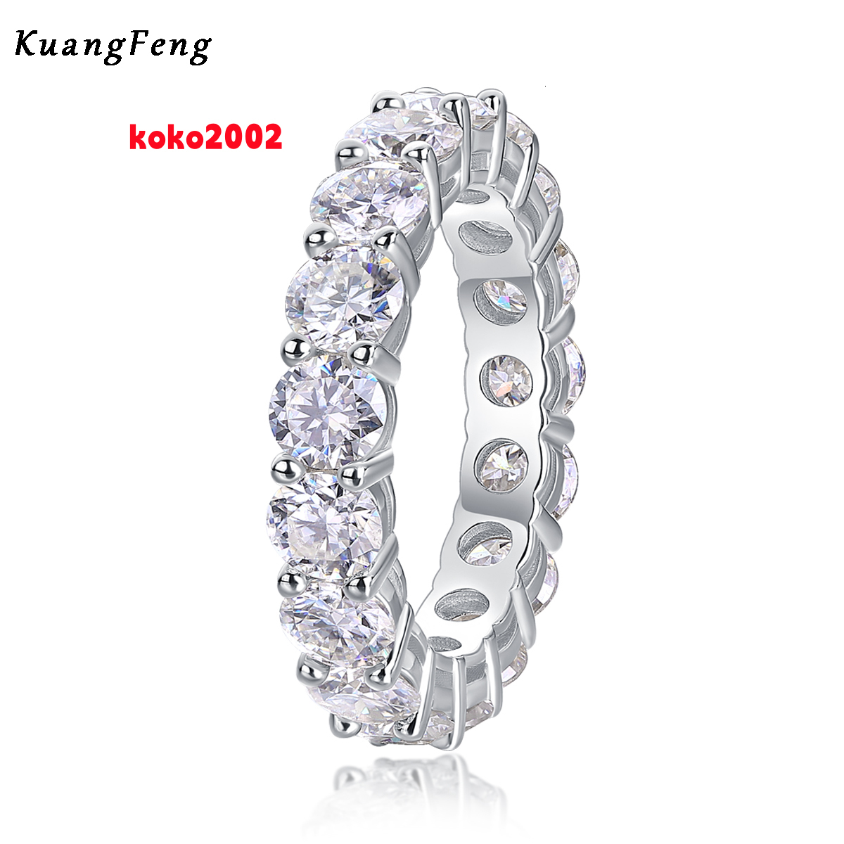 Womens 18-karat Gold 925 Sterling Silver Ring 12969 Waterproof Engagement Moissanite Handcrafted Jewelry with Full Line Ring