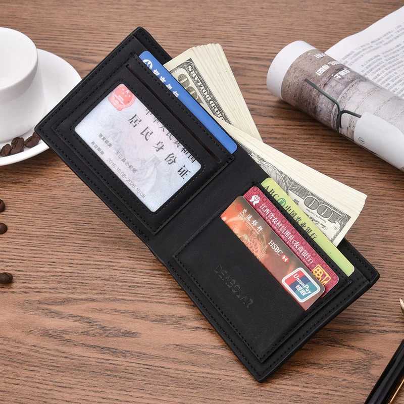 Short Mens Wallet Classic Pocket Photo Holder Small Mens Wallet Quality PU Leather Card Holder Matte Leather Mens Wallet Z250725