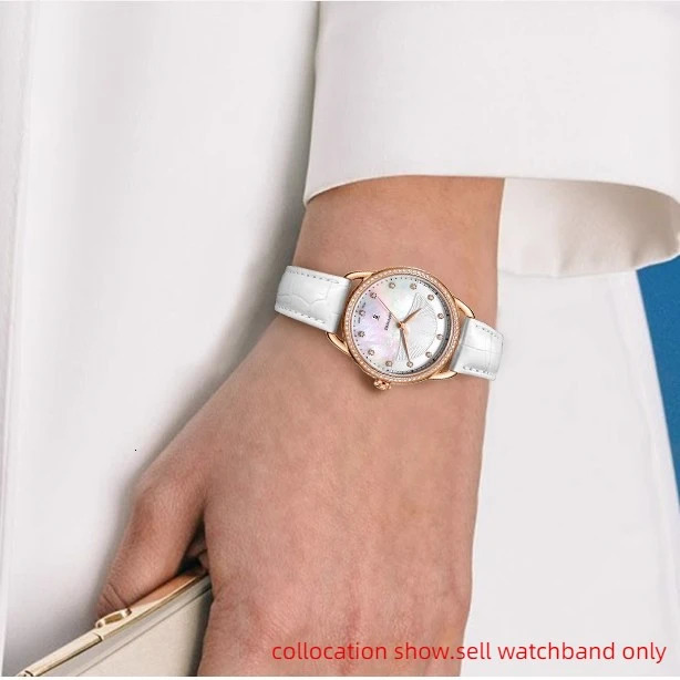 White Strap 12m 14mm 15mm 16mm 17mm 18mm 20mm Rose Gold metal Watch buckle Genuine Leather Women Watchband 250723