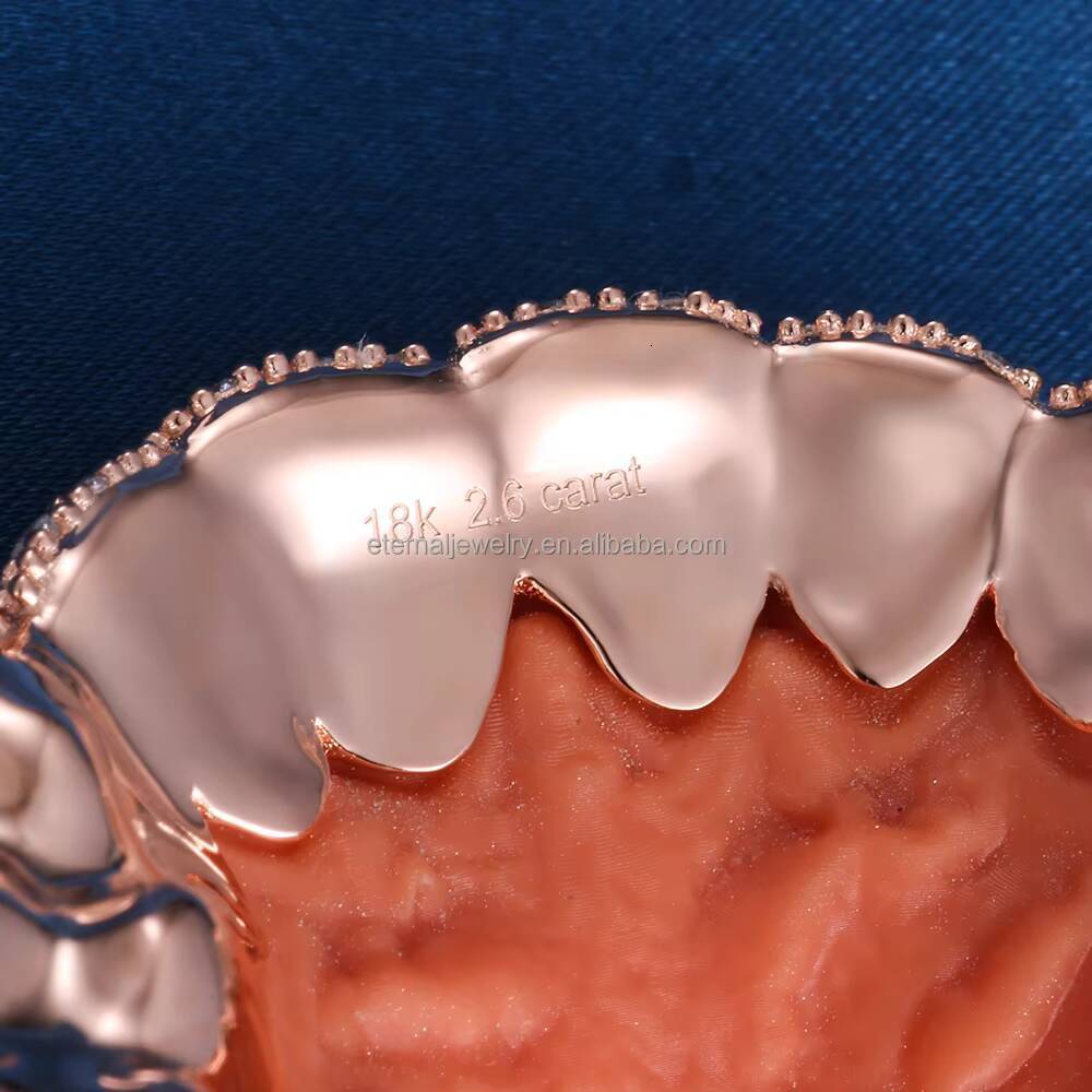 100% Passed Diamond Tester Custom Perm Cut Top Bottom 4 6 8 10 S925 Silver VVS Moissanite Grillz Solid Rose Gold Teeth Grillz