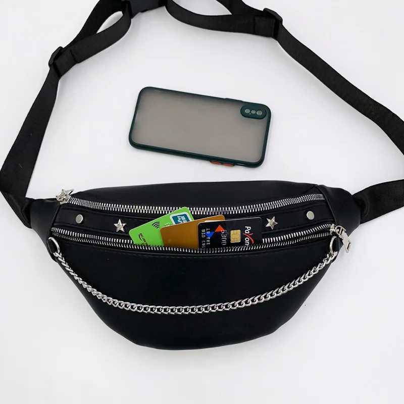 2024 New PU Waist Bag for Men Punk Chain Crossbody Bag Reliable and Trendy Mens Bag Y250724