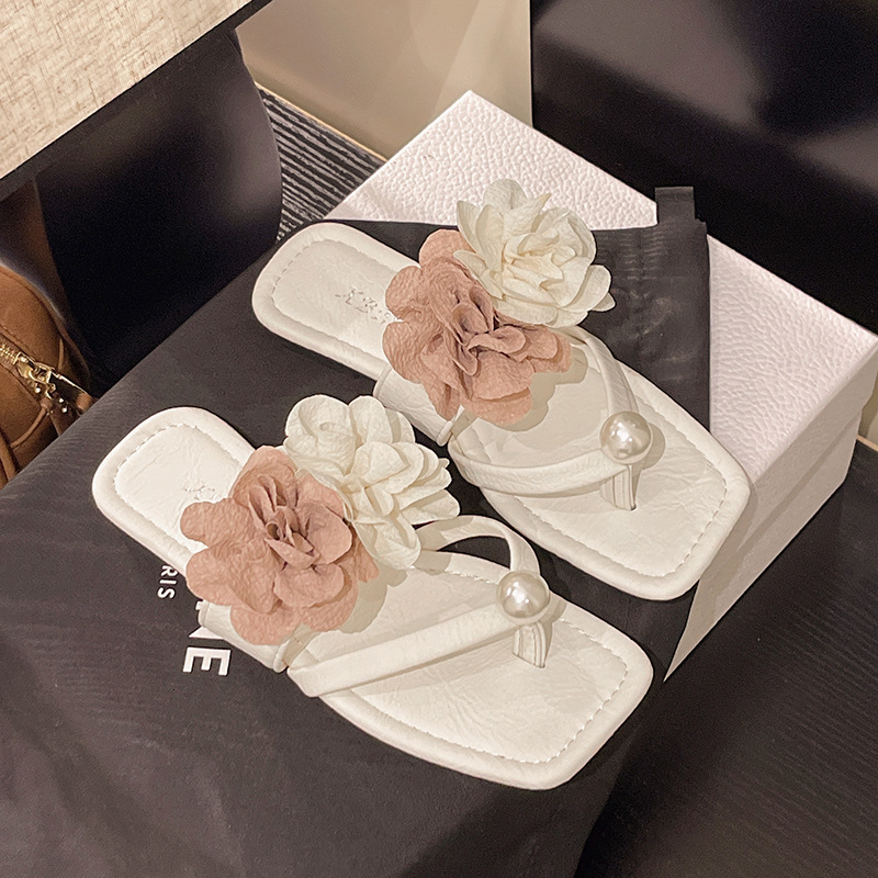 Ddmysports Fairy Floral Slippers For Women Summer Outdoor New Fashion Versatile Flat Non Slip Beach French Style Sandals Outdoor Shoes