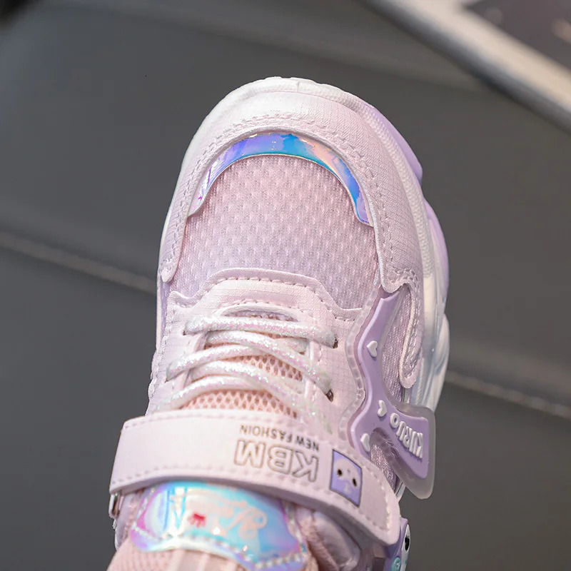 Breathable childrens pink sneakers relaxing outdoor comfortable and soft girls running shoes purple 250725