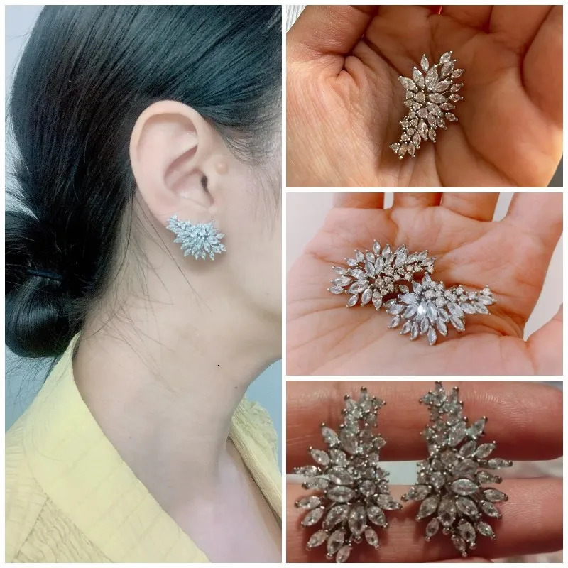 Huitan Gorgeous Stud Earrings Full with CZ Stone Sparkling Ear Piercing Party Jewelry Drop 250715