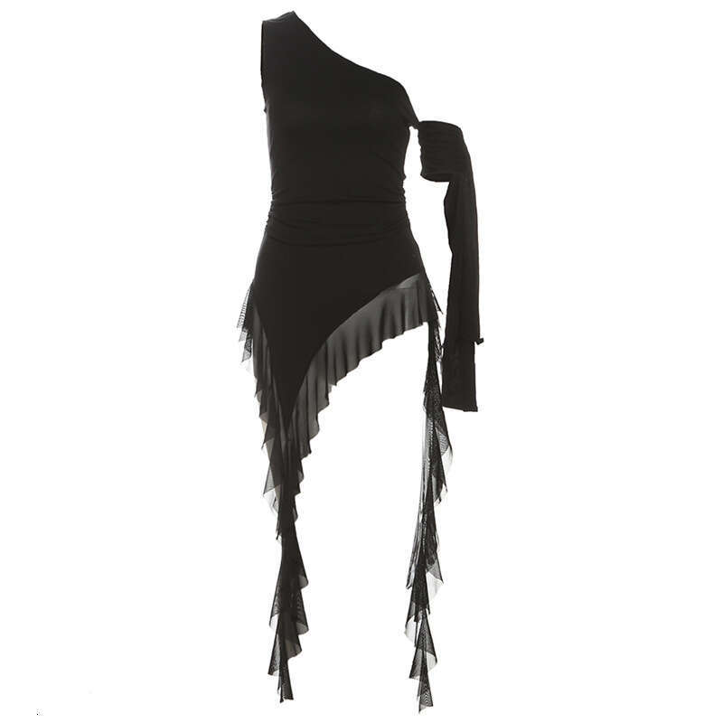 2025 Spring New Women's Fashion Solid Color Slim Street Style One-Shoulder Asymmetrical Neck Sleeveless Top 9a2