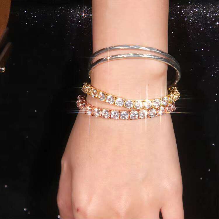 5mm 6.5mm Dia Sier Gold Plated VVS Moissanite Tennis Chain Fine Jewelry Bracelet for Men Women