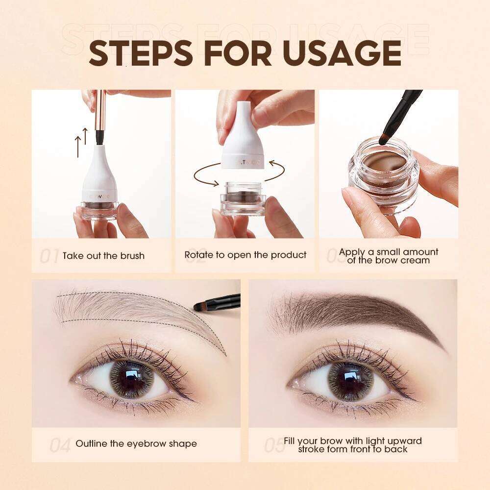 O.TWO.O Eyebrow Pomade - Natural Waterproof Long Lasting Creamy Texture Brow Mascara with Brush 4 Colors Tinted Sculpted Gel X250725
