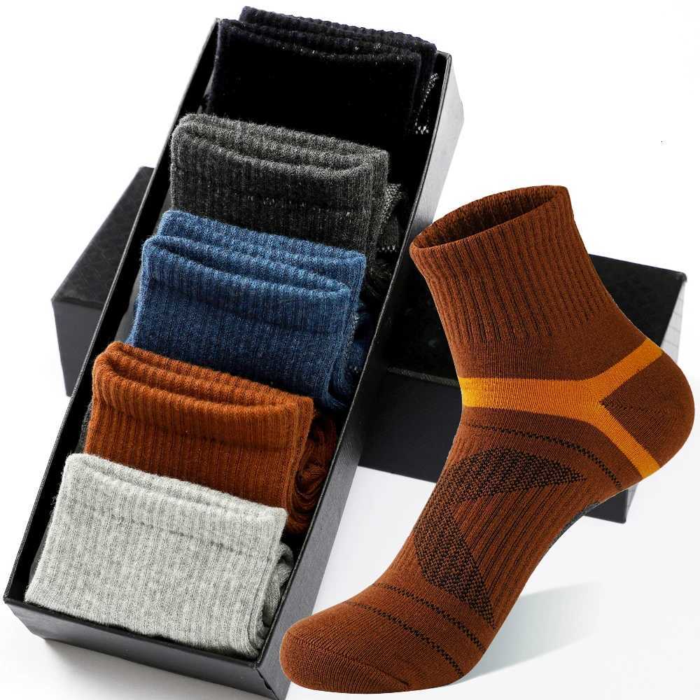 High Quality 5 Pairs / Lot Combed Cotton Mens Socks New Casual Breathable Active Socks Men Cycling Socks EU Plus Size 38-45 X250725
