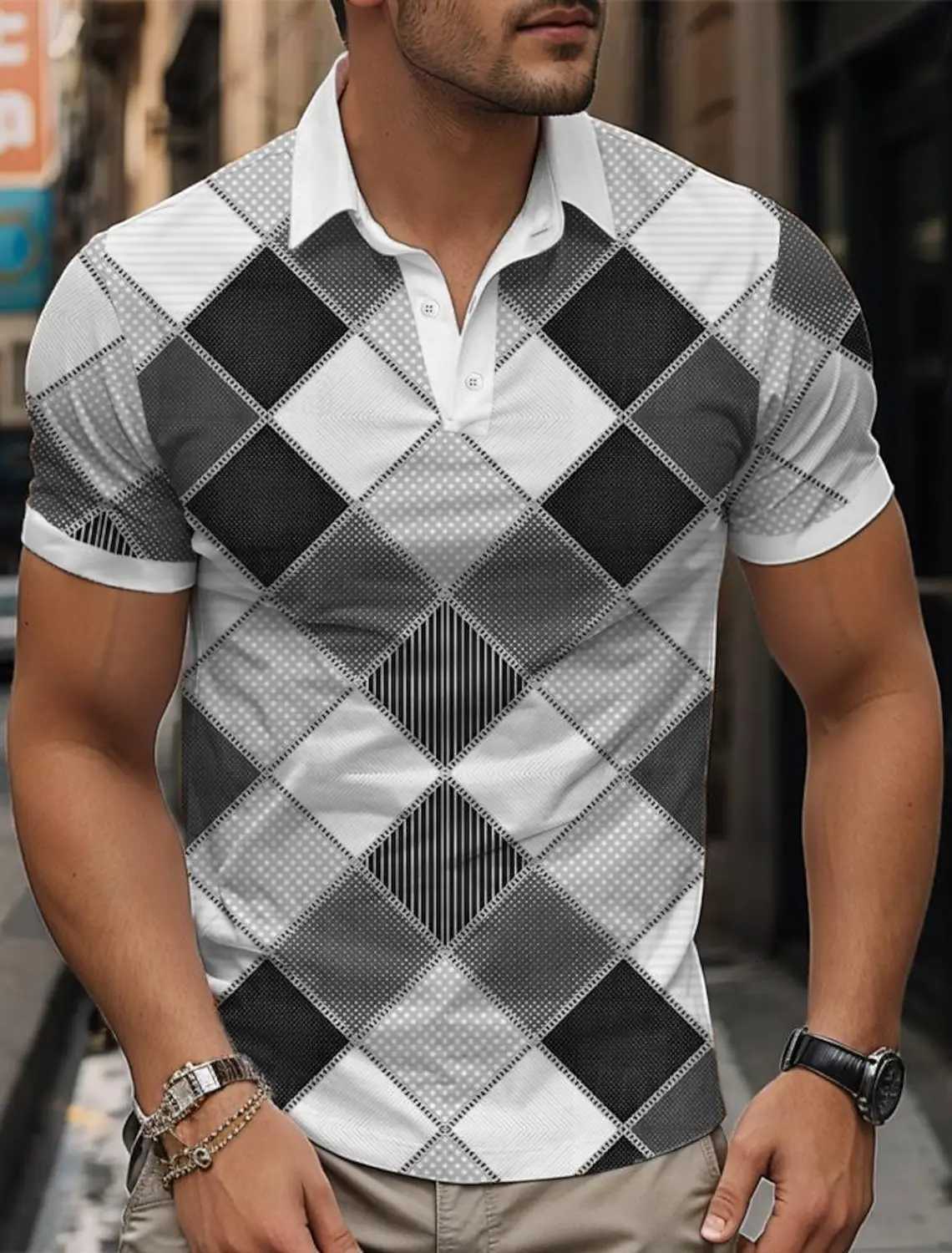 3D Printed Polo Shirt Formal Streetwear Short Sleeve Cuffed Spring and Summer Micro Stretch Lapel Polo Shirt XJ250725