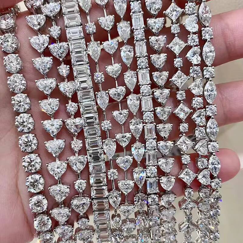 18k Gold Plated Moissanite Tennis Bracelet 2mm3mm4mm5mm Sterling Silver Women Fashion Tennis Bracelet Wholesale