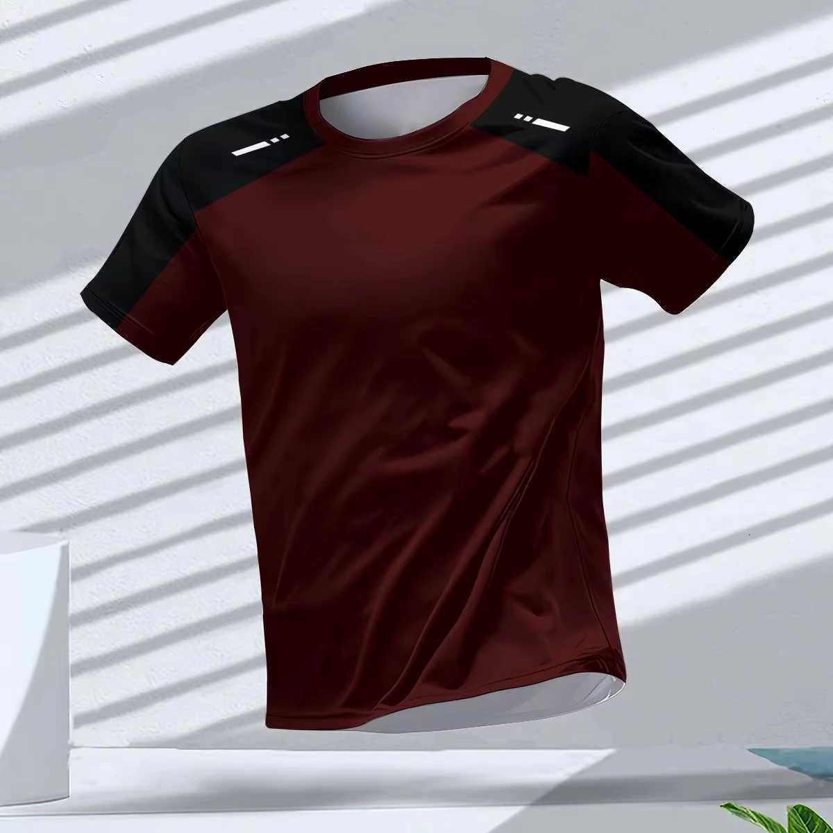 Mens outdoor summer outdoor running fitness short-sleeved quick-drying breathable mens T-shirt casual round neck T-shi Y250724
