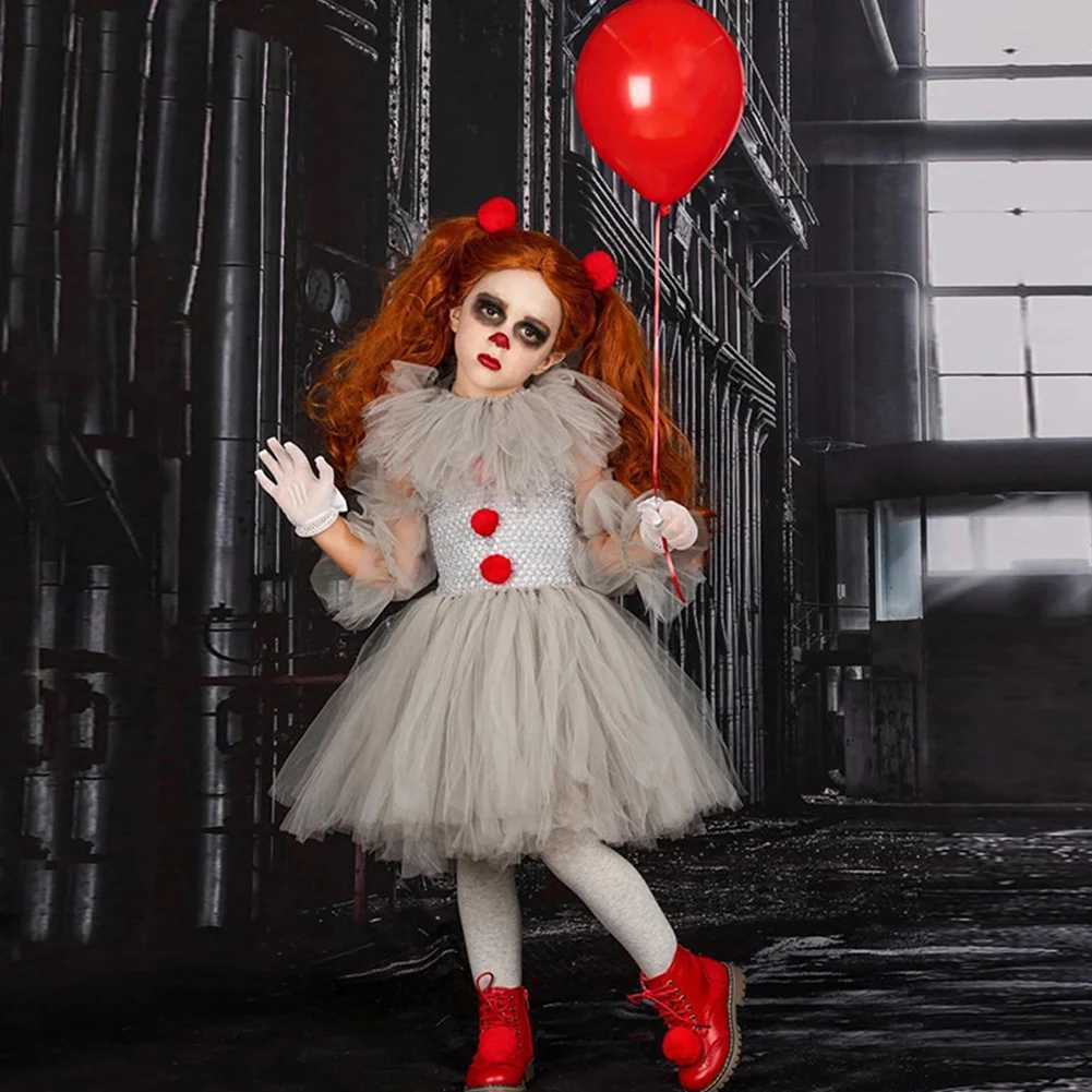 Girls Halloween Clown Tutu Dress Tulle Fancy Dress Creepy Clown Cosplay Clothes Halloween Dress Up Costume Z250725