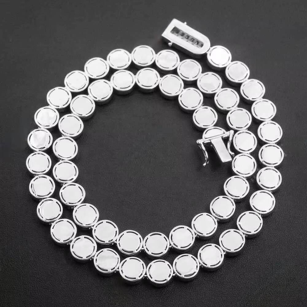 GRA Hip Hop Iced Out Bling 925 Sterling Silver Pass Diamond Tester 10MM VVS Moissanite Round Shape Tennis Chain for Men