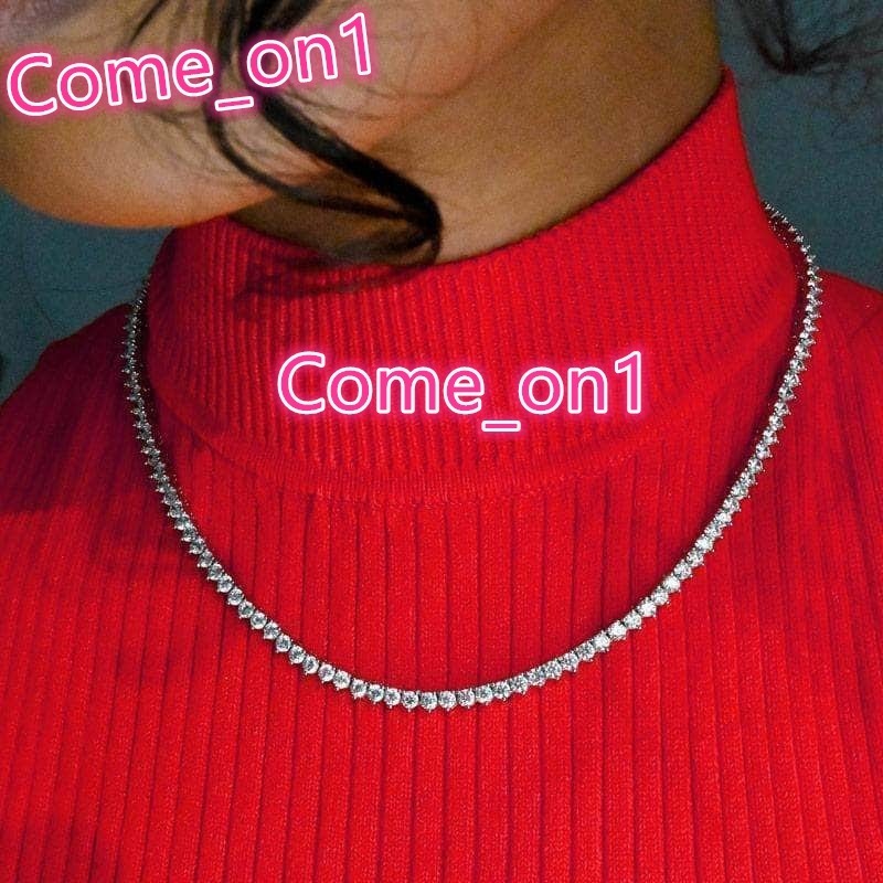 Luxury Silver Gold Plated Iced Out Bling Women Fashion Jewelry 3mm 3 Prong 5A Cz Tennis Chain Choker Necklace