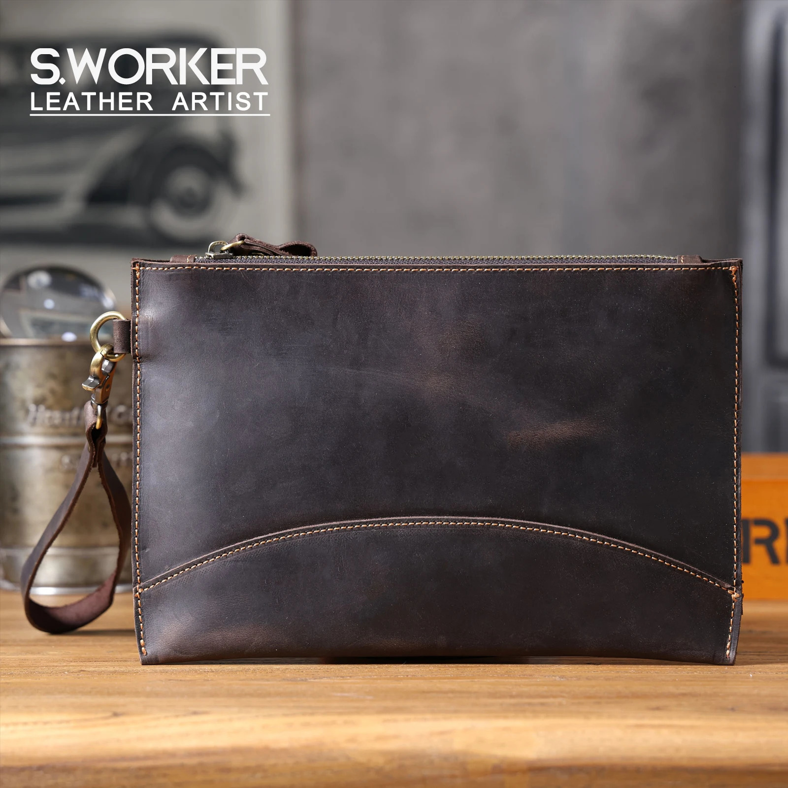 Vintage Genuine Leather Mens Clutch Bag Long Wallet For Men First Layer Leather Purse Retro Card Holder Phone Holder 250723