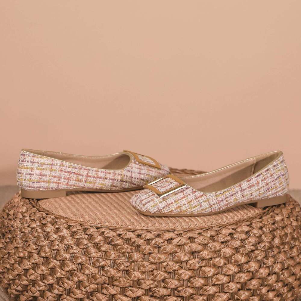 Huizhou Women's Soft Sole Comfortable Non-Tiring Versatile Flat Square Buckle Daily Casual Chunky Heel Single Shoes for Women