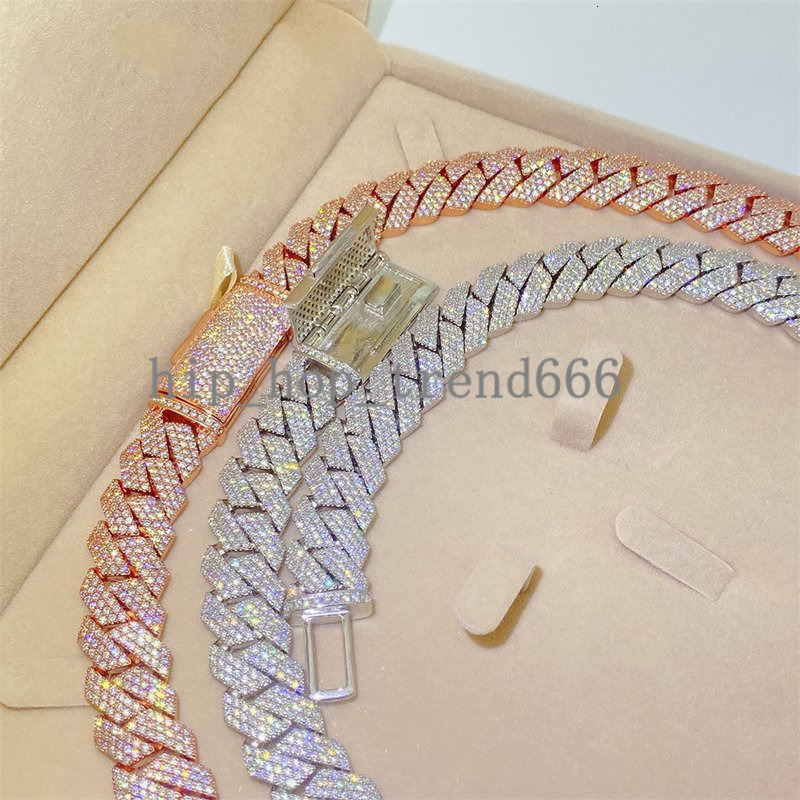 High Quality 15Mm18Inches Cuban Vvs Moissanite Necklace Moissanite Cuban Chain Mossan Hip Hop Necklace