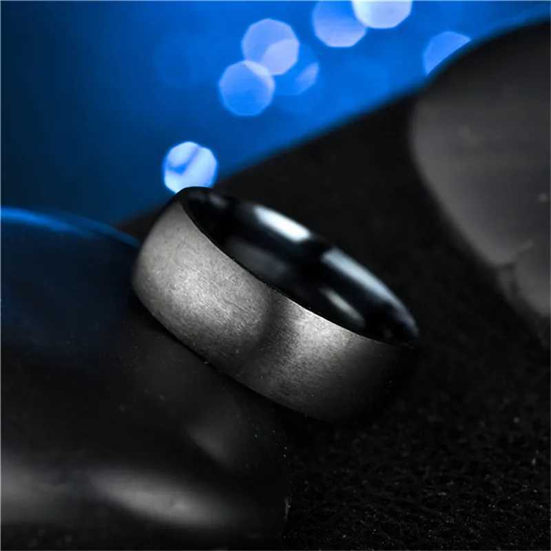 Fashion Mens Black Titanium Ring Matte Finished Classic Engagement Anel Jewelry For Male Wedding Bands Y250724