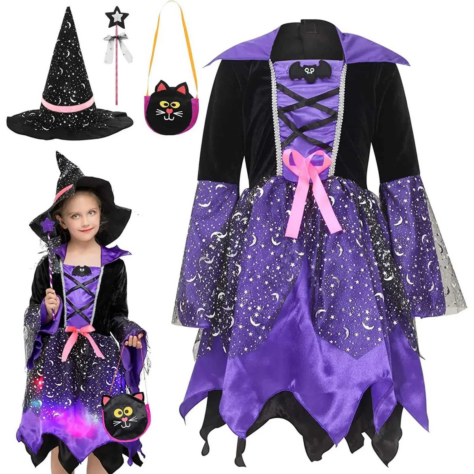 Baby Girls Halloween Witch Costume Children Cosplay Vampire Princess Dresses Kids Dress Up Clothes With Hat Carnival Par Gift Z250725