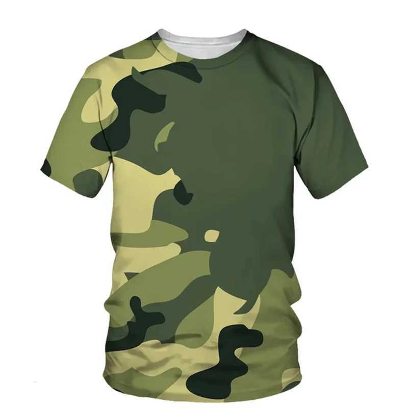 Mens outdoor new summer camouflage T-shirt popular tops short-sleeved mens camouflage pattern 3D printing casual loose version Y250724