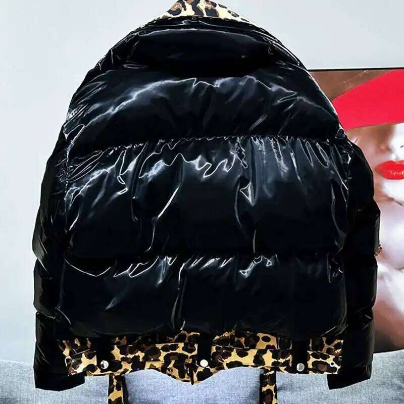 PFHQ American Fashion Leopard Print Patchwork Fake Two-Piece Design Fashionable Bread Jacket New Men's Warm Cotton Coat 21Z7225