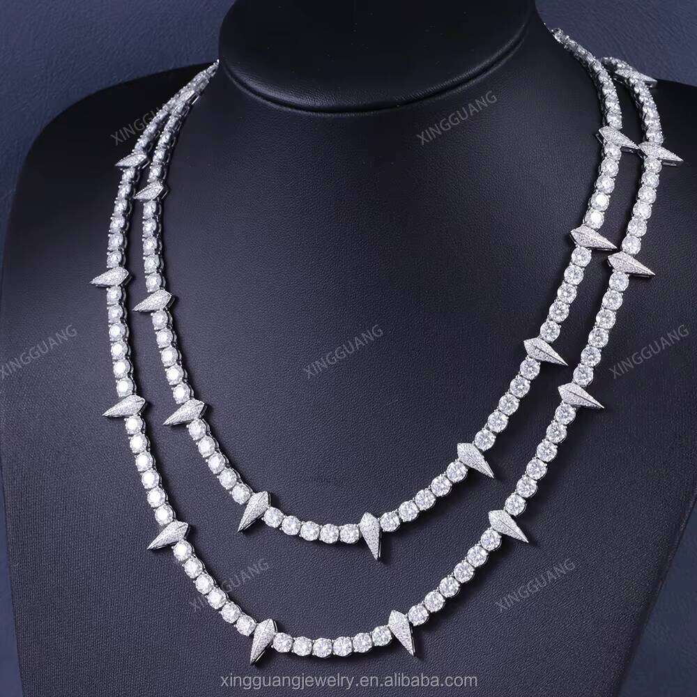 XG Fancy Tennis Pass Dia Tester Sier Vvs Moissanite Chains Fine Jewelry Necklaces