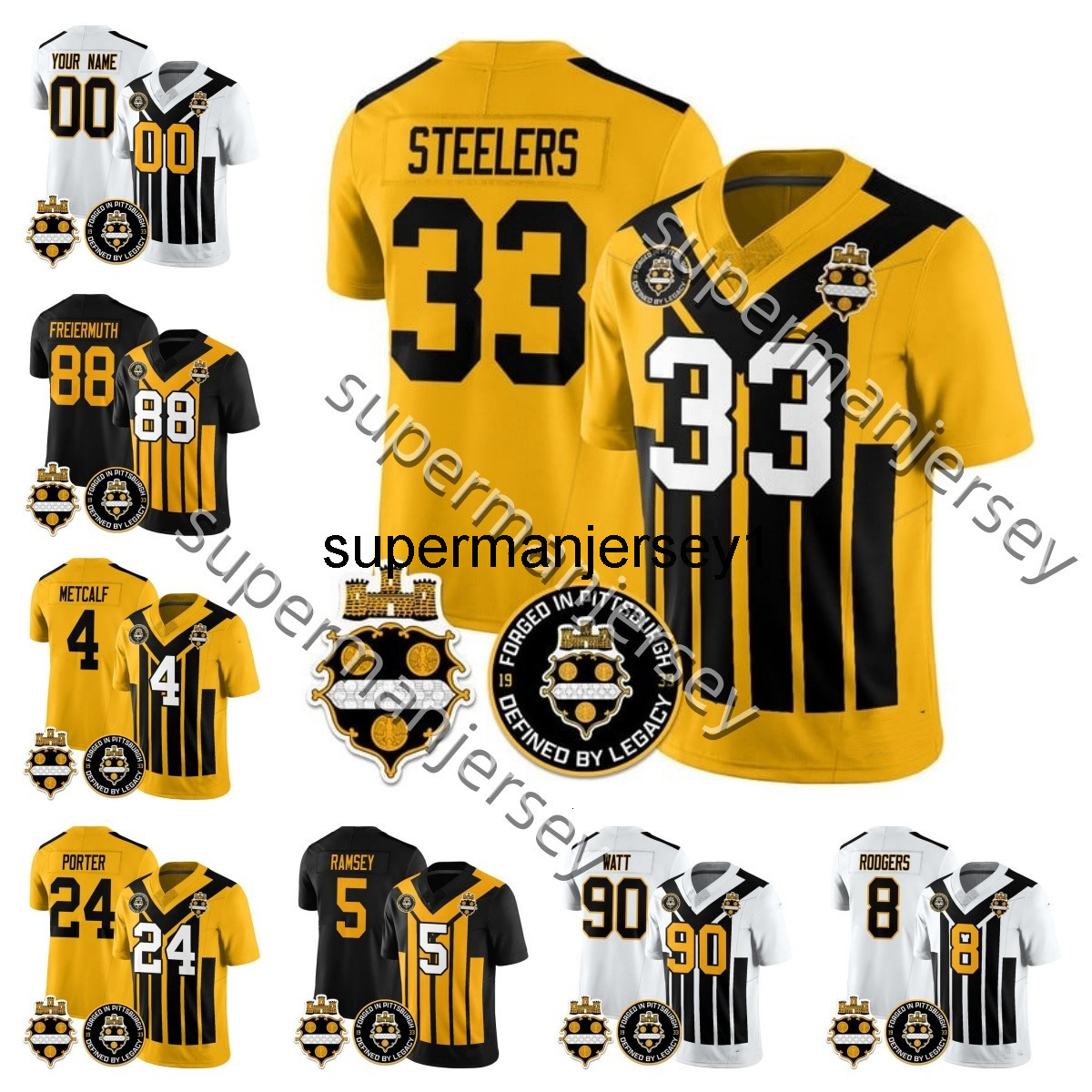 T. J. Watt 90 1933 Throwback Football jersey good custom s-3xl Aaron Rodgers 8 DK Metcalf 4