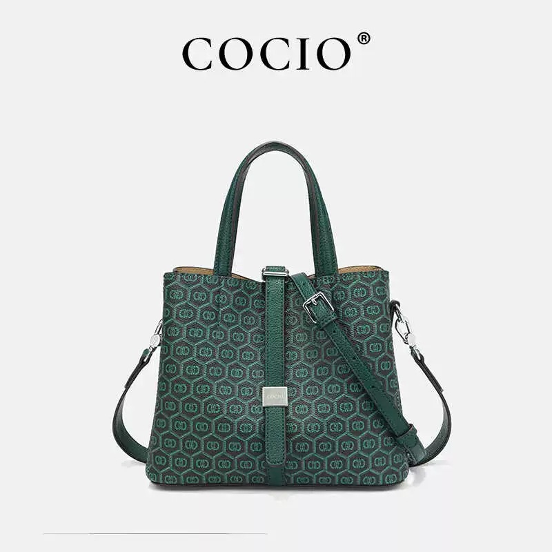 COCIO designer bag New peacock green handbag simple versatile large capacity bucket bag hot selling high-quality womens bag
